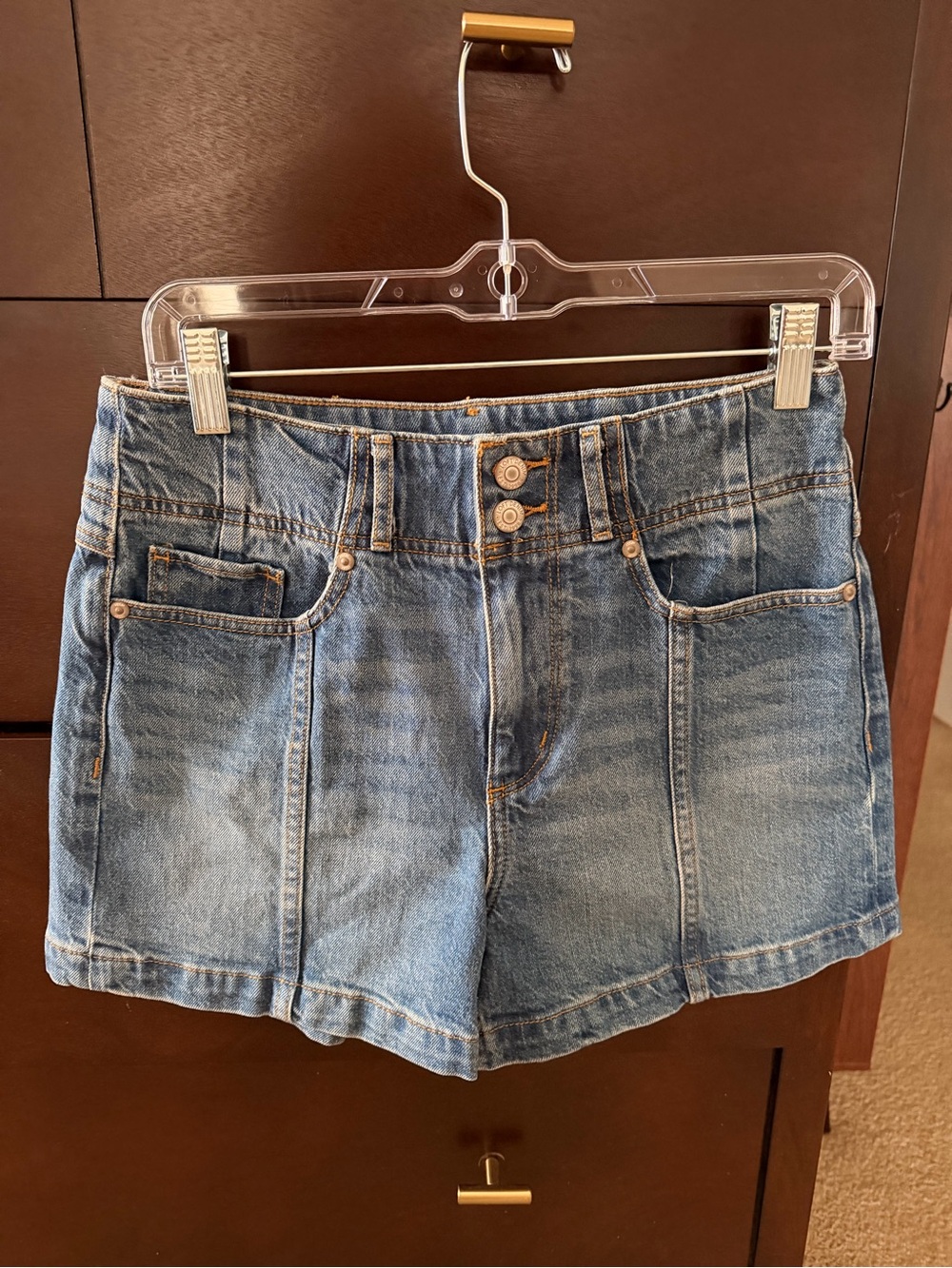 LOFT Medium Blue Denim High-Rise Jean Shorts